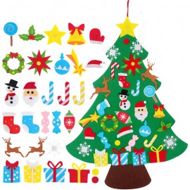 Díszíthető filc anyagú karácsonyfa DIY karácsonyfa, 32 db tépőzáras dísszel ( új )