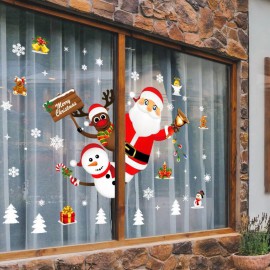 Karácsonyi dekorációs matrica - Kukucskáló Mikulás ablakmatrica szett