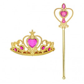 Jelmez kiegészítő - hercegnő korona és szív alakú jogar szett háromféle színben ( új )