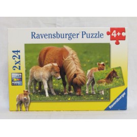 Pónis puzzle - Ravensburger Lovas puzzle  - Aranyos Pónik - 2x24 db ( használt )