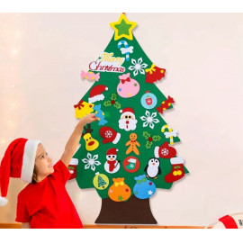 Díszíthető filc anyagú karácsonyfa DIY karácsonyfa 30 dísszel ( új )