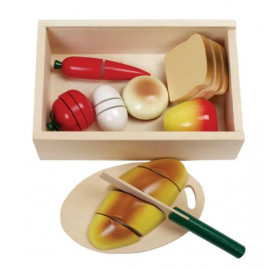 Új fa szeletelhető játék reggelizőkészlet, fa  vágható szendvicsek dobozban